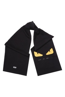 Черный шарф с фирменной аппликацией Fendi