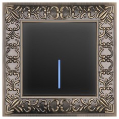 Выключатель одноклавишный с подсветкой Antik (Черный матовый) WL08-SW-1G-C +WL08-SW-1G-LED Werkel