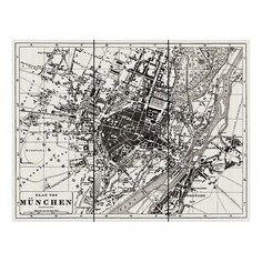 Картина (90х60 см) Карта Мюнхена DE-104-220 Ekoramka