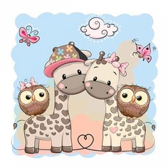 Картина (30х30 см) Жирафы совы HE-101-115 Ekoramka