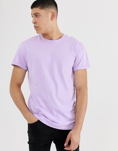 Сиреневая футболка с отворотами на рукавах New Look - Розовый