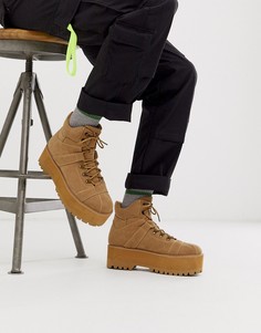 Светло-коричневые ботинки из искусственной замши на шнуровке и платформе ASOS DESIGN - Светло-бежевый