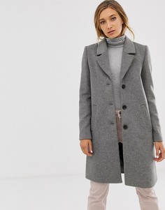 Шерстяное пальто на пуговицах Selected - Серый