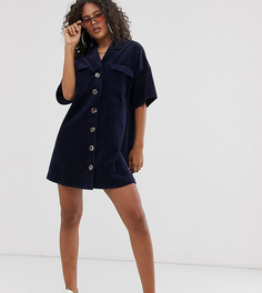 Синее вельветовое платье-рубашка ASOS DESIGN Tall - Синий