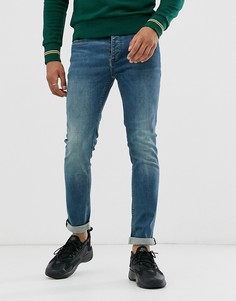 Синие выбеленные зауженные джинсы Topman - Синий