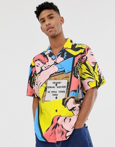 Рубашка классического кроя с принтом в стиле поп-арт ASOS DESIGN - Синий