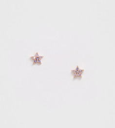 Серьги-гвоздики с покрытием 18-каратным розовым золотом и камнем Astrid & Miyu - Золотой