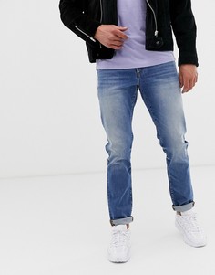 Синие выбеленные джинсы плотностью 12,5 унций с потертостями ASOS DESIGN - Синий