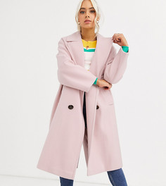 Розовое классическое пальто с эффектными пуговицами ASOS DESIGN Petite - Розовый