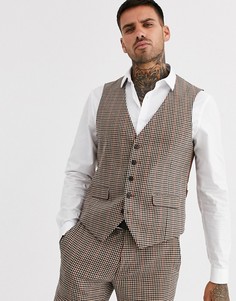 Жилет скинни в клетку Burton Menswear - Коричневый