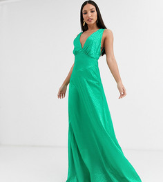 Зеленое атласное платье макси Flounce London Tall - Зеленый