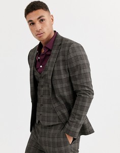 Коричневый пиджак в клетку River Island - Коричневый