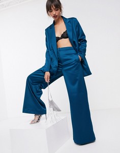Атласные брюки с широкими штанинами ASOS EDITION - Зеленый