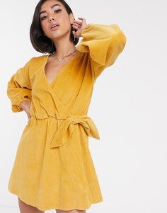 Свободное вельветовое платье мини ASOS DESIGN - marigold - Оранжевый