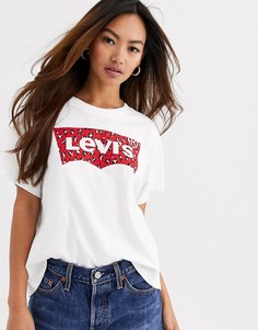 Футболка с логотипом леопардовой расцветки Levis - Белый