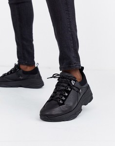 Черные кожаные премиум-кроссовки на массивной подошве Selected Homme - Черный