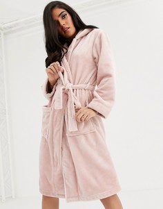 Светло-розовый флисовый халат с капюшоном Lindex Astrid - Розовый