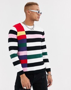 Вязаный джемпер в разноцветную полоску ASOS DESIGN - Мульти