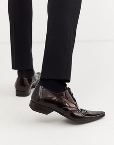 Коричневые блестящие кожаные туфли с контрастной отделкой Jeffery West Pino - Коричневый