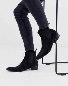 Черные замшевые ботинки челси с эффектом крокодиловой кожи Jeffery West Adamant - Черный