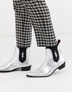 Кожаные ботинки челси серебристого цвета с изображением молнии Jeffery West Adamant - Серебряный