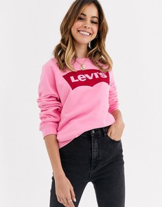 Свитшот с длинными рукавами, круглым вырезом и логотипом Levis - Розовый