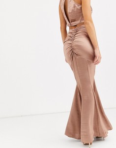 Комбинируемая атласная юбка макси с годе ASOS DESIGN - Розовый