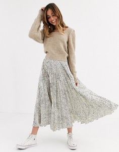 Атласная плиссированная юбка с леопардовым принтом ASOS DESIGN - Мульти