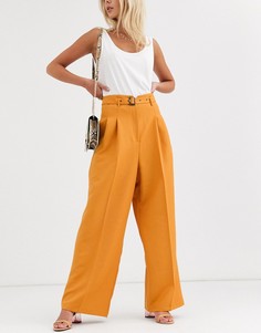 Брюки с широкими штанинами и складками ASOS DESIGN - Оранжевый