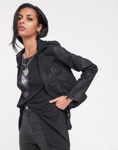 Байкерская джинсовая куртка с покрытием AllSaints micah - Черный