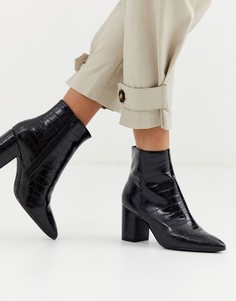 Черные ботинки с отделкой под крокодиловую кожу New Look - Черный