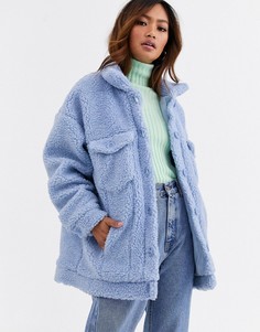 Oversize-куртка с отделкой из искусственного меха Daisy Street - Синий