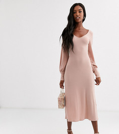 Свободное платье миди в рубчик ASOS DESIGN Tall - Розовый
