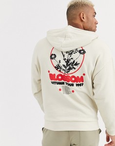 Oversize-худи бежевого цвета с принтом ASOS DESIGN - Бежевый