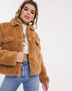 Бежевая куртка из искусственного меха Missguided - Бежевый