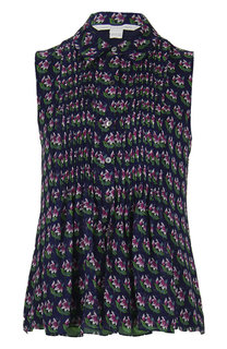 Шелковый топ без рукавов с контрастным принтом Diane Von Furstenberg