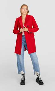 Двубортное драповое пальто Stradivarius