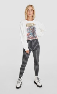 Брюки скинни в полоску с высокой посадкой Stradivarius