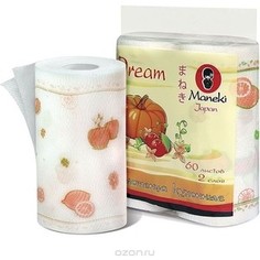 Полотенца бумажные MANEKI Dream для кухни белые с рисунком 2 рулона