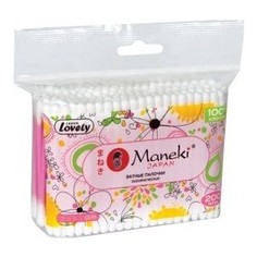 Ватные палочки MANEKI Lovely гигиенические, с розовым стиком, в zip - пакете 200 шт