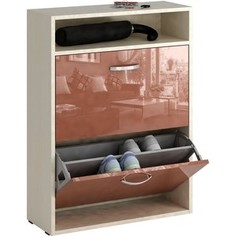 Обувница Мастер Милан-25 глянец (дуб молочный - терракотовый) МСТ-ОДМ-25-МЕ-ГЛ Master