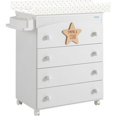 Комод Micuna Baby Star пеленальный B-970 white/waterwood матрасик stars beige