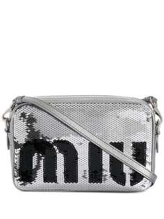 Miu Miu сумка через плечо с логотипом и пайетками