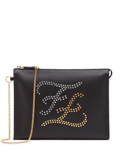 Fendi декорированный клатч с логотипом