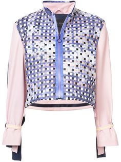 Martina Spetlova куртка в стиле колор-блок с плетеной отделкой