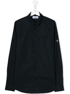 Stone Island Junior рубашка с нашивкой-логотипом