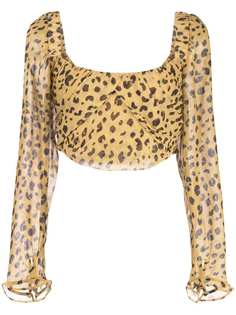 Nicholas leopard print cropped top
