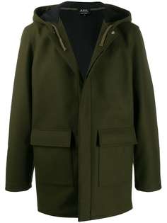 A.P.C. пальто в стиле милитари с капюшоном
