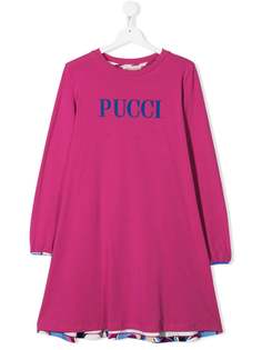 Emilio Pucci Junior расклешенное платье-футболка с принтом