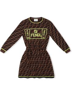 Fendi Kids трикотажное платье с узором FF